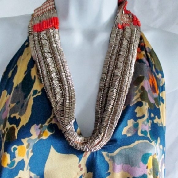 Womens CLEOPATRA Bead Sheer Maxi Floral Dress - Picture 1 of 10